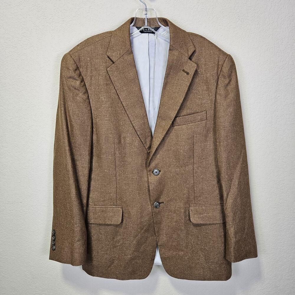 Jos A Bank Signature Blazer 40R Silk Tweed Brown Sport Coat Quiet Luxury Jacket